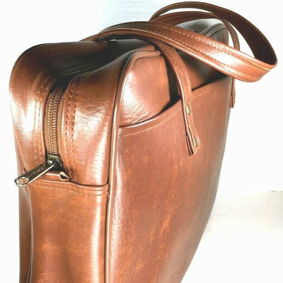 Mr Roberts RARE Vtg Brown Faux Leather Briefcase - Picture 4 of 12
